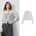 Sheer Textured V-Neck Cardigan