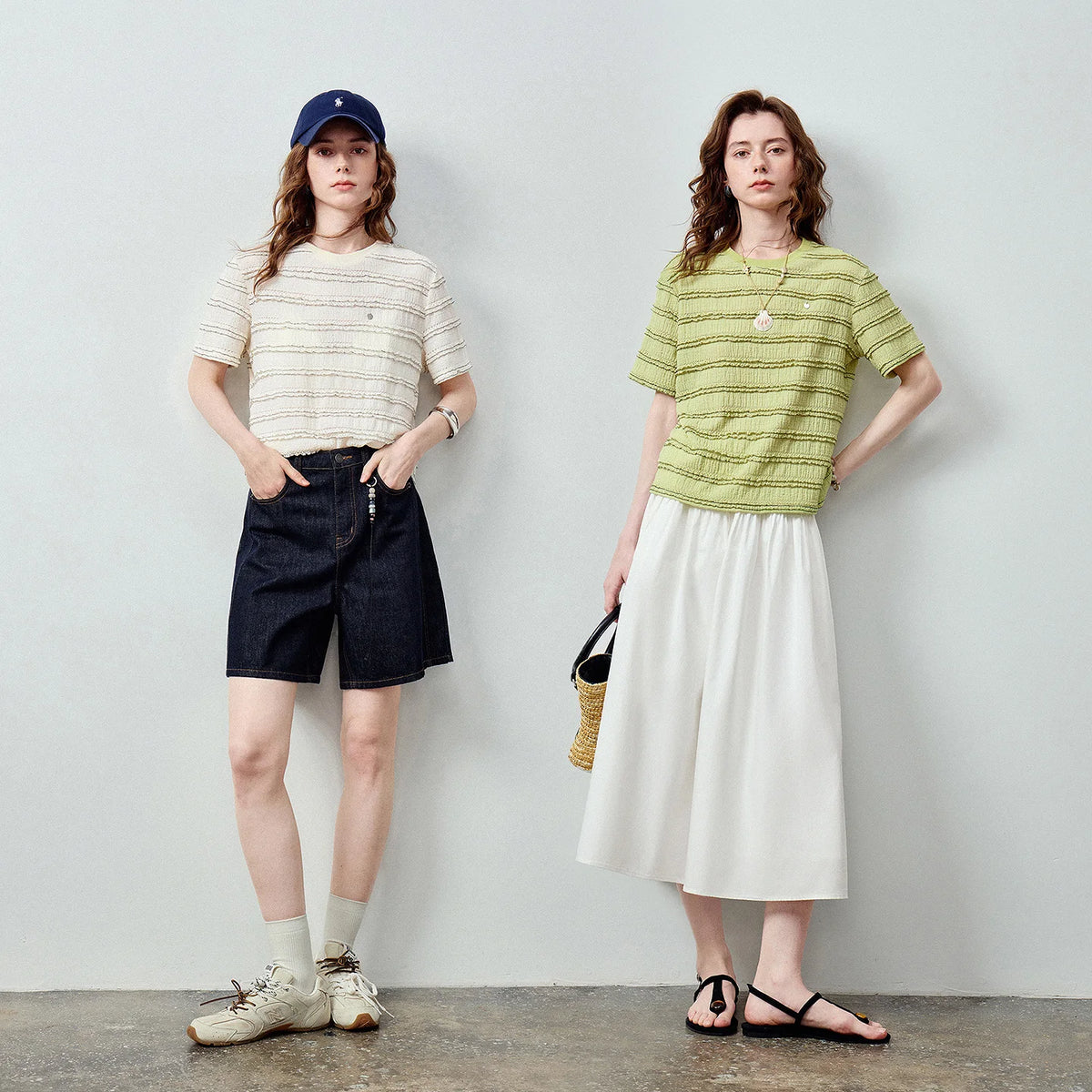 Textured Striped Knit Tee