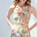 Floral Ruffle-Hem Slip Dress