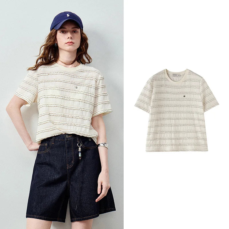 Textured Striped Knit Tee