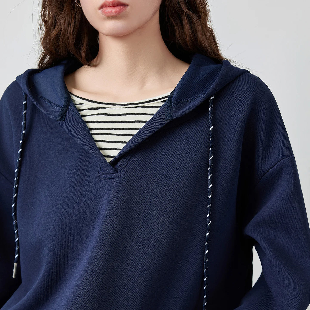 Layered-Look Hooded Sweatshirt