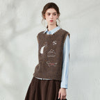 Decorative-Motif Knit Vest