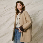 Contrast-Collar Patch-Pocket Coat