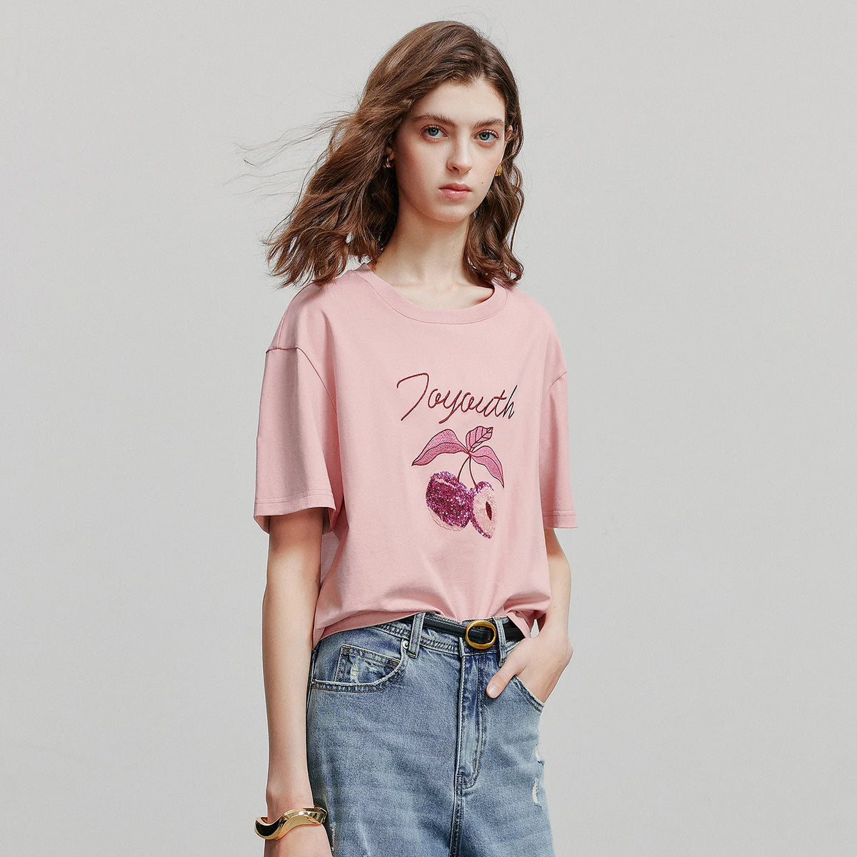 Cherry-Motif Crewneck Tee