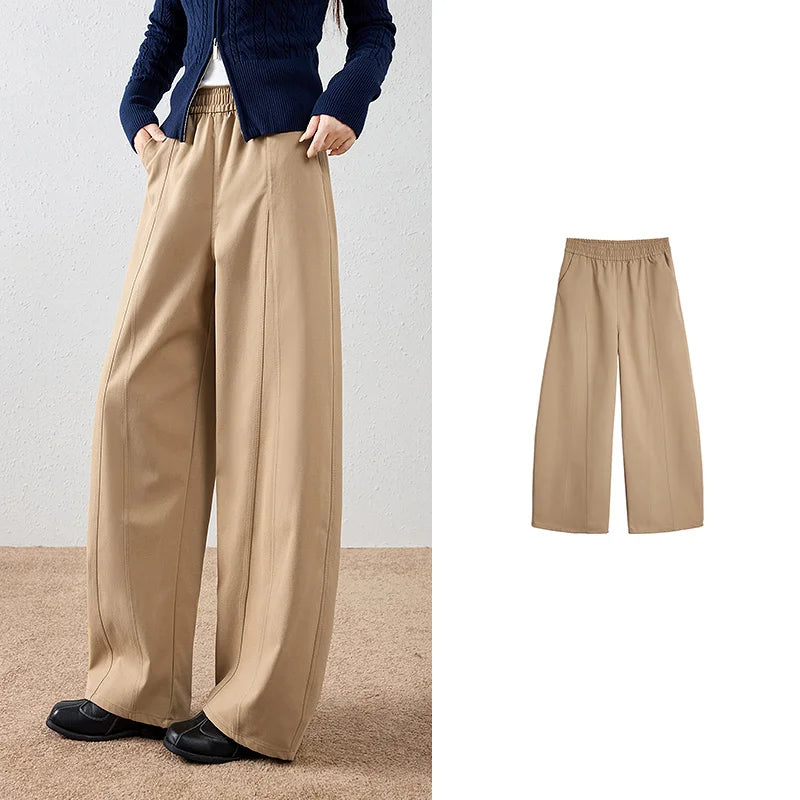 Seam-Detail Barrel-Leg Pants