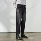 Washed Cropped Tapered Jeans