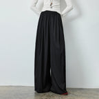 Elastic-Waist Draped Wide-Leg Pants