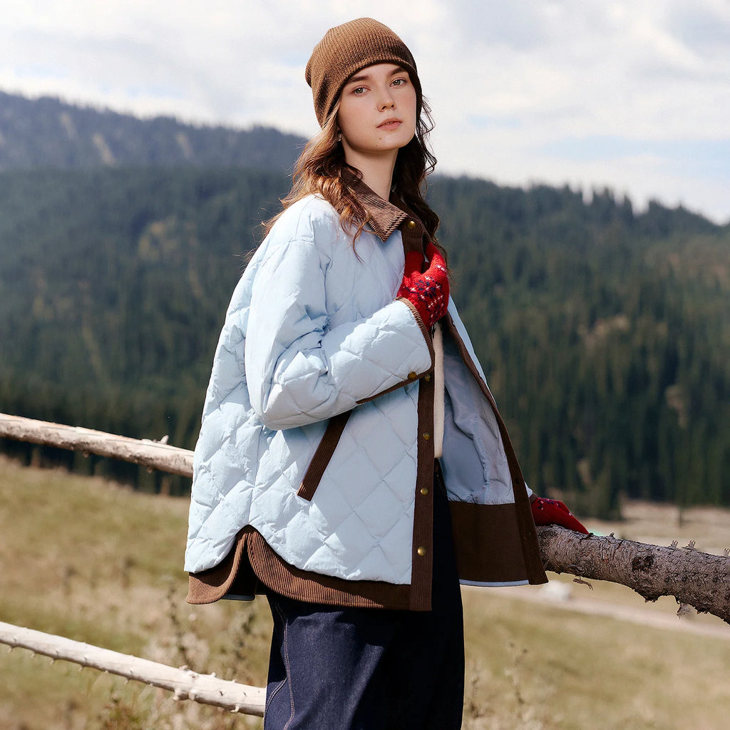 Quilted Contrast-Trim Shirt Jacket