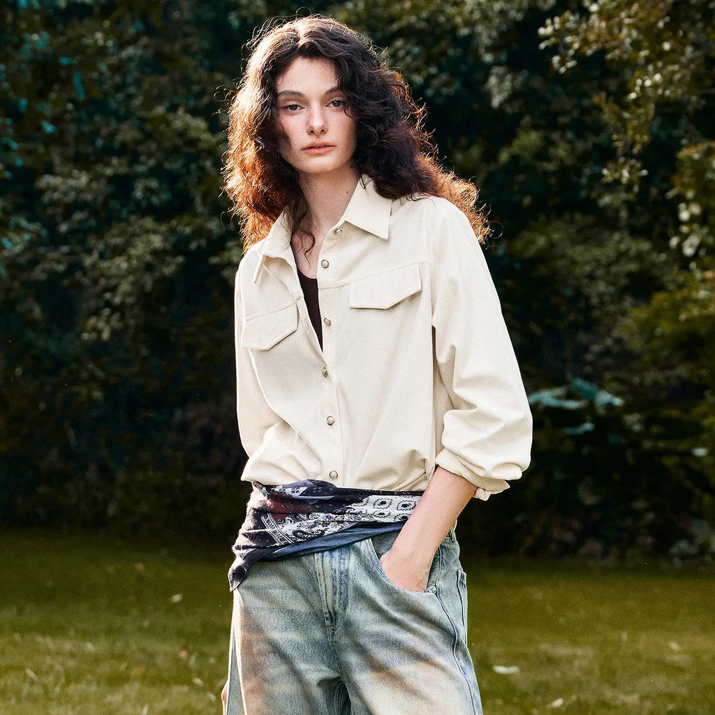 Flap-Pocket Button-Up Shirt Jacket