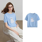 Cat-Motif Knit Tee