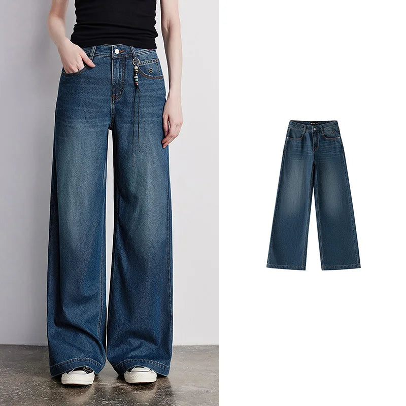 Washed Wide-Leg Jeans