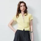 Ribbed Zip-Front Knit Shirt
