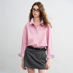 Checked-Trim Motif-Detail Shirt