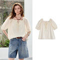 Square-Neck Puff-Sleeve Blouse