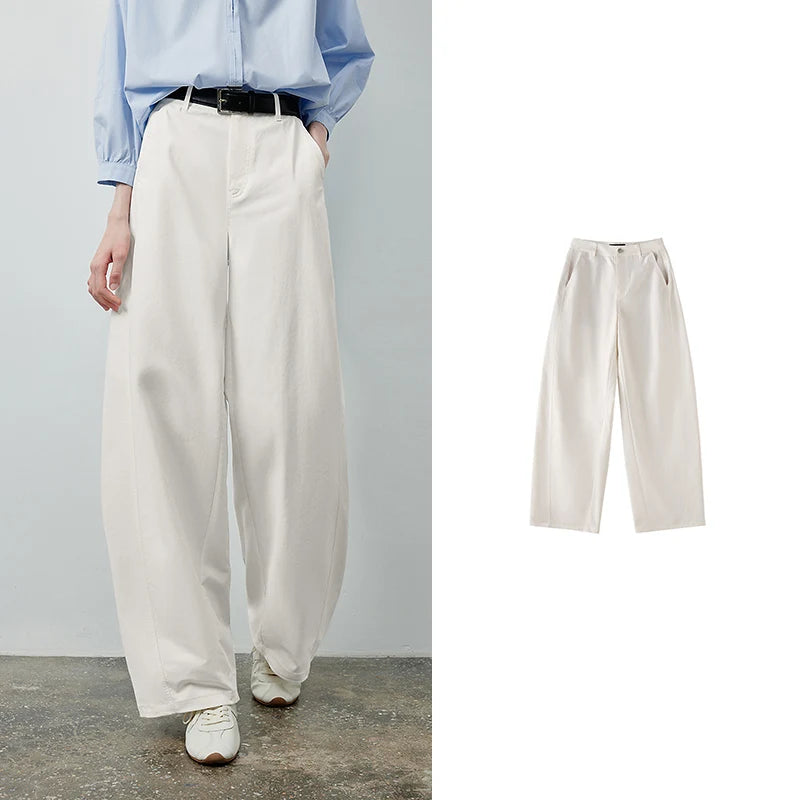 Seamed Curved-Leg Pants