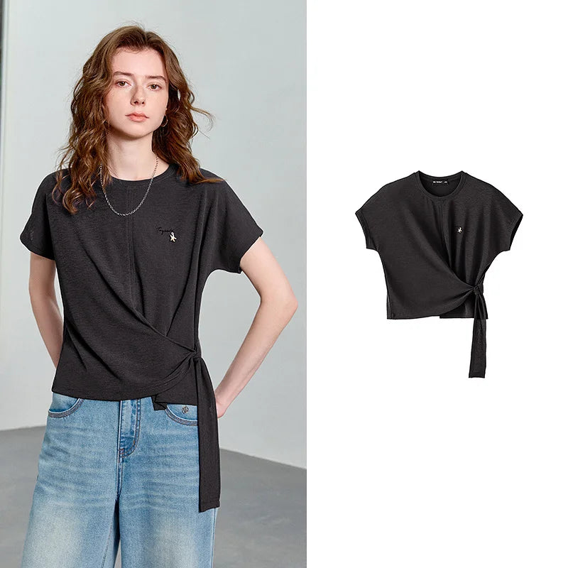 Tie-Hem Short-Sleeve Tee