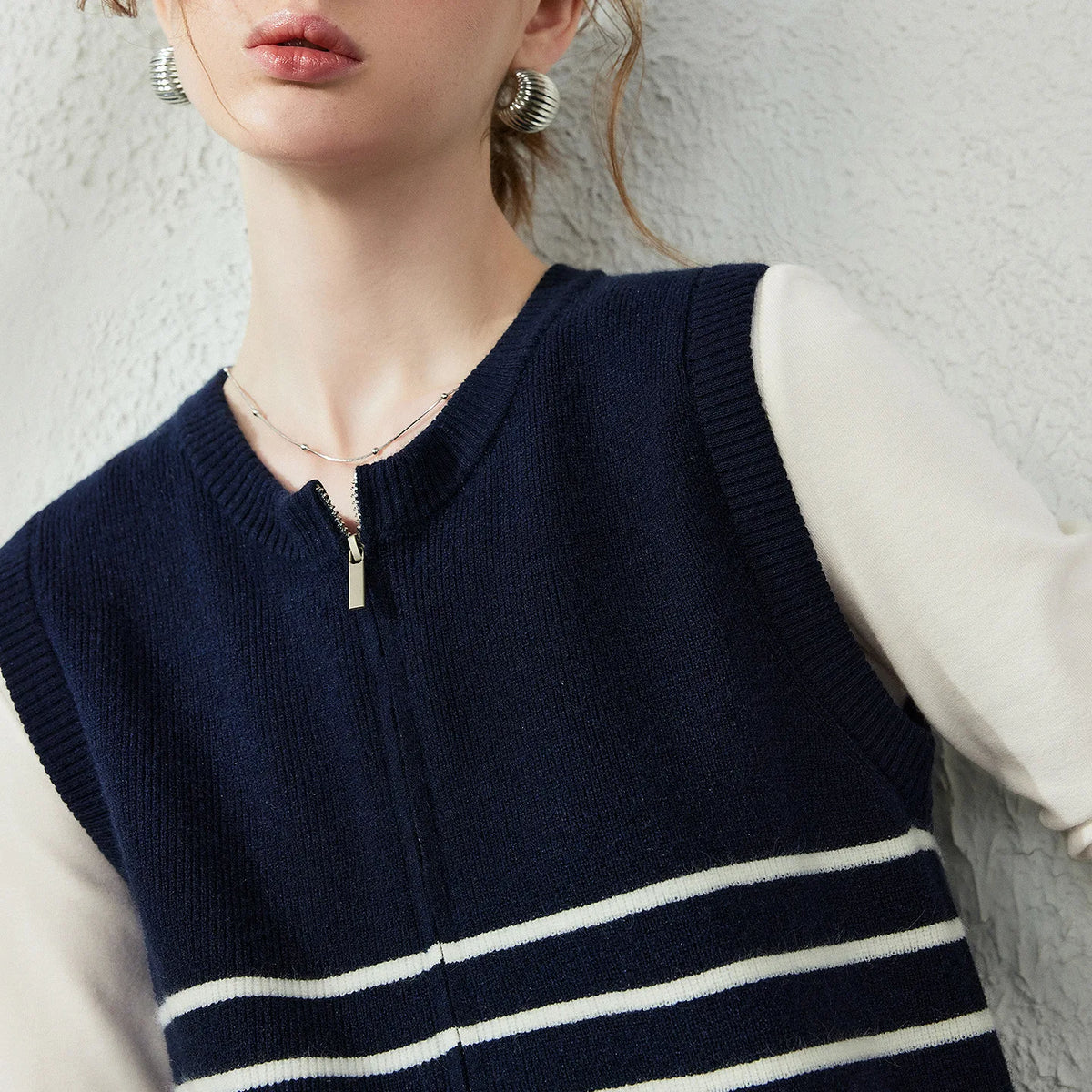 Zip-Front Knit Vest
