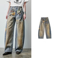 Graphic Curved-Leg Jeans