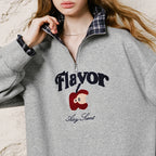 Half-Zip Plaid-Hem Sweatshirt Dress