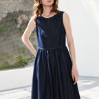 Gathered Sleeveless Midi Dress