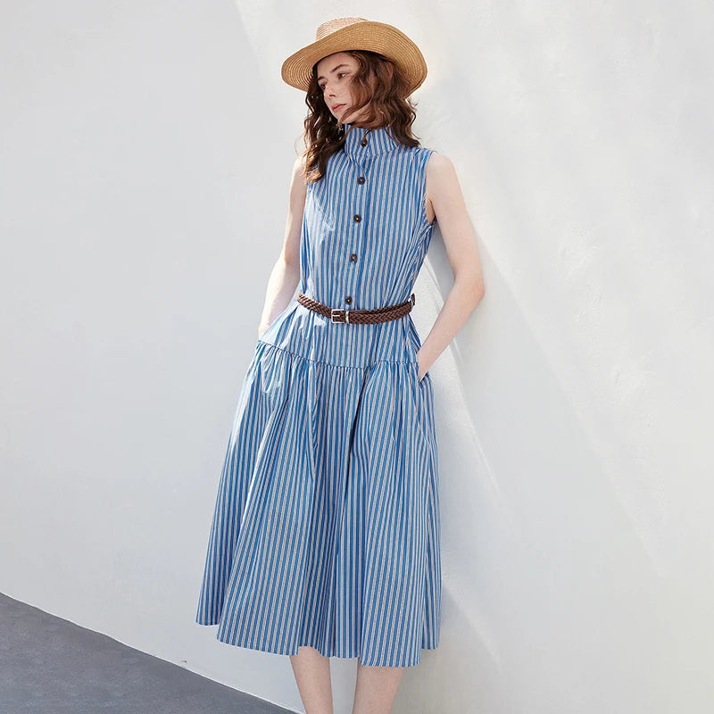 Sleeveless Striped Midi Dress