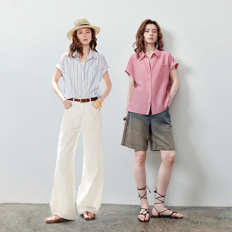 Cuffed Short-Sleeve Button-Up Shirt