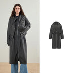 Hooded Zip-Front Longline Coat