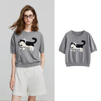 Cat-Motif Knit Tee
