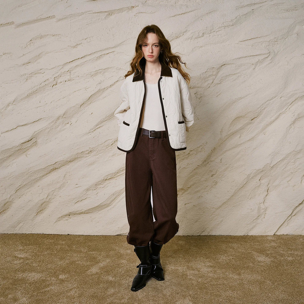 Quilted Contrast-Trim Jacket