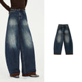 Paneled Barrel-Leg Jeans