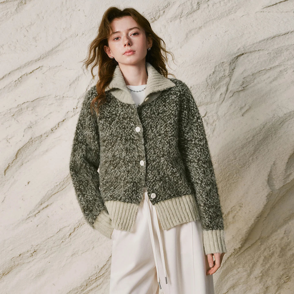 Layered-Look Textured Cardigan