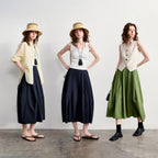 Gathered Balloon Midi Skirt