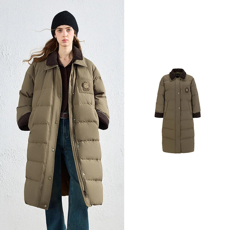 Long Quilted Collared Coat