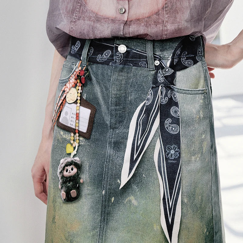 Washed Denim Mini Skirt