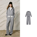 Zip Hoodie and Wide-Leg Pants Set