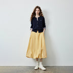 Gathered Bubble-Hem Midi Skirt