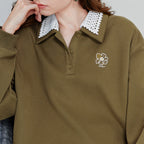 Contrast-Collar Sweatshirt