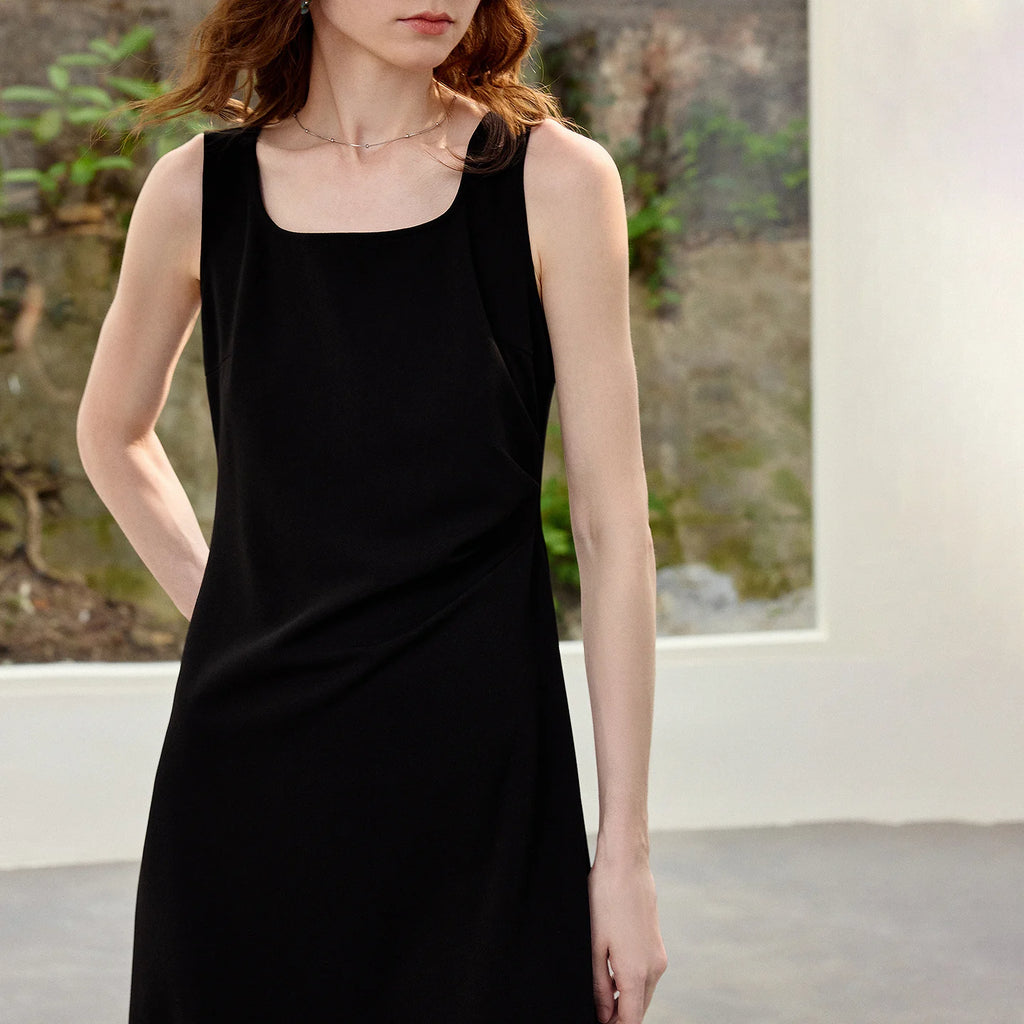 Sleeveless Gathered-Waist Midi Dress