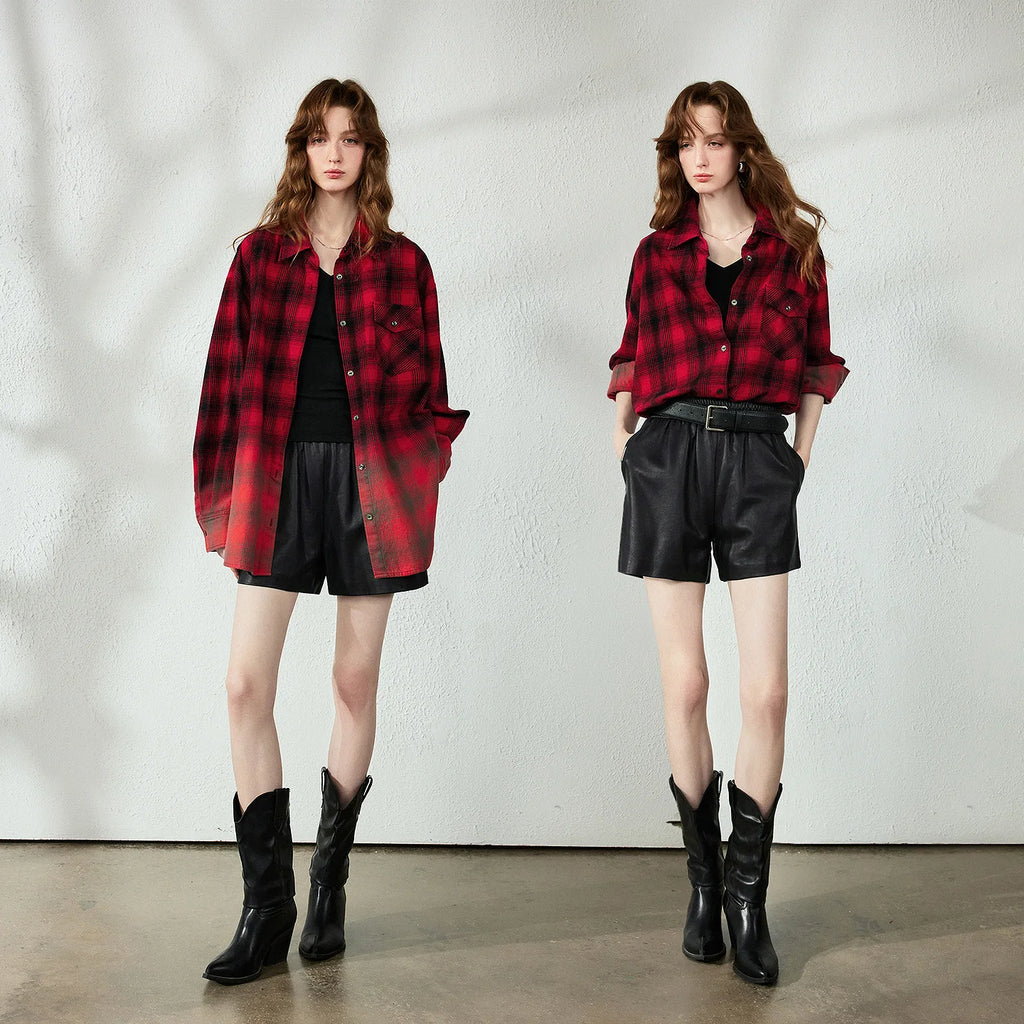 Plaid Relaxed Button-Up Shirt