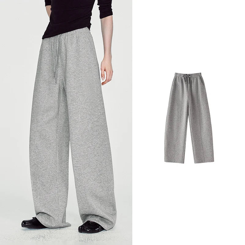 Curved-Seam Wide-Leg Sweatpants