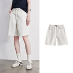 Wide-Leg Denim Bermuda Shorts