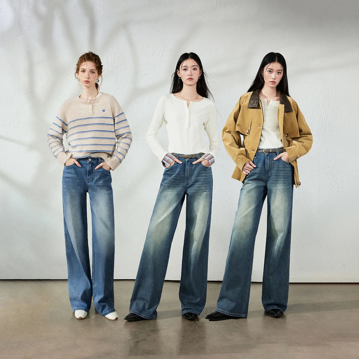 Washed Relaxed Wide-Leg Jeans