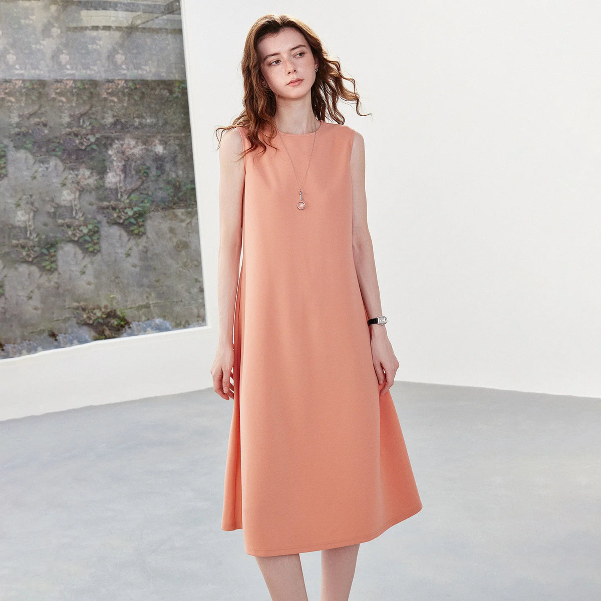 Sleeveless A-Line Midi Dress