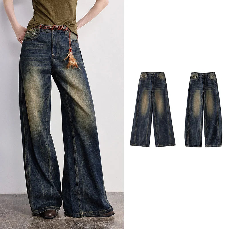 Seamed Wide-Leg Jeans