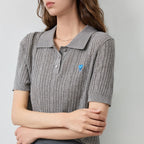 Cable-Knit Short-Sleeve Polo
