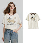 Dog-Graphic Contrast-Trim Tee