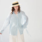Sheer Balloon-Sleeve Shirt