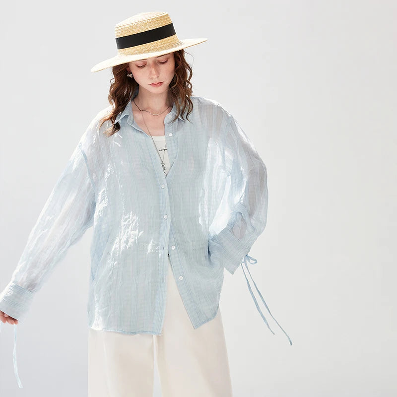 Sheer Balloon-Sleeve Shirt
