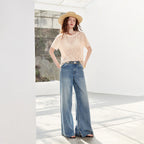 Openwork Short-Sleeve Knit Top