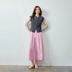 Sleeveless Shirt and Wide-Leg Pants Set